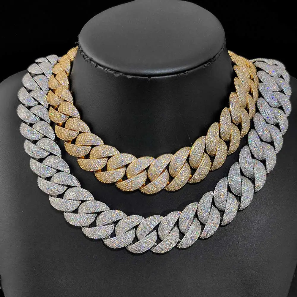 Luxury Jewelry 22mm Diamond Chain Men Iced Out Bling CZ Silver/Gold Plated Rapper Hip Hop Thick Cuban Link Necklace Gift for Him