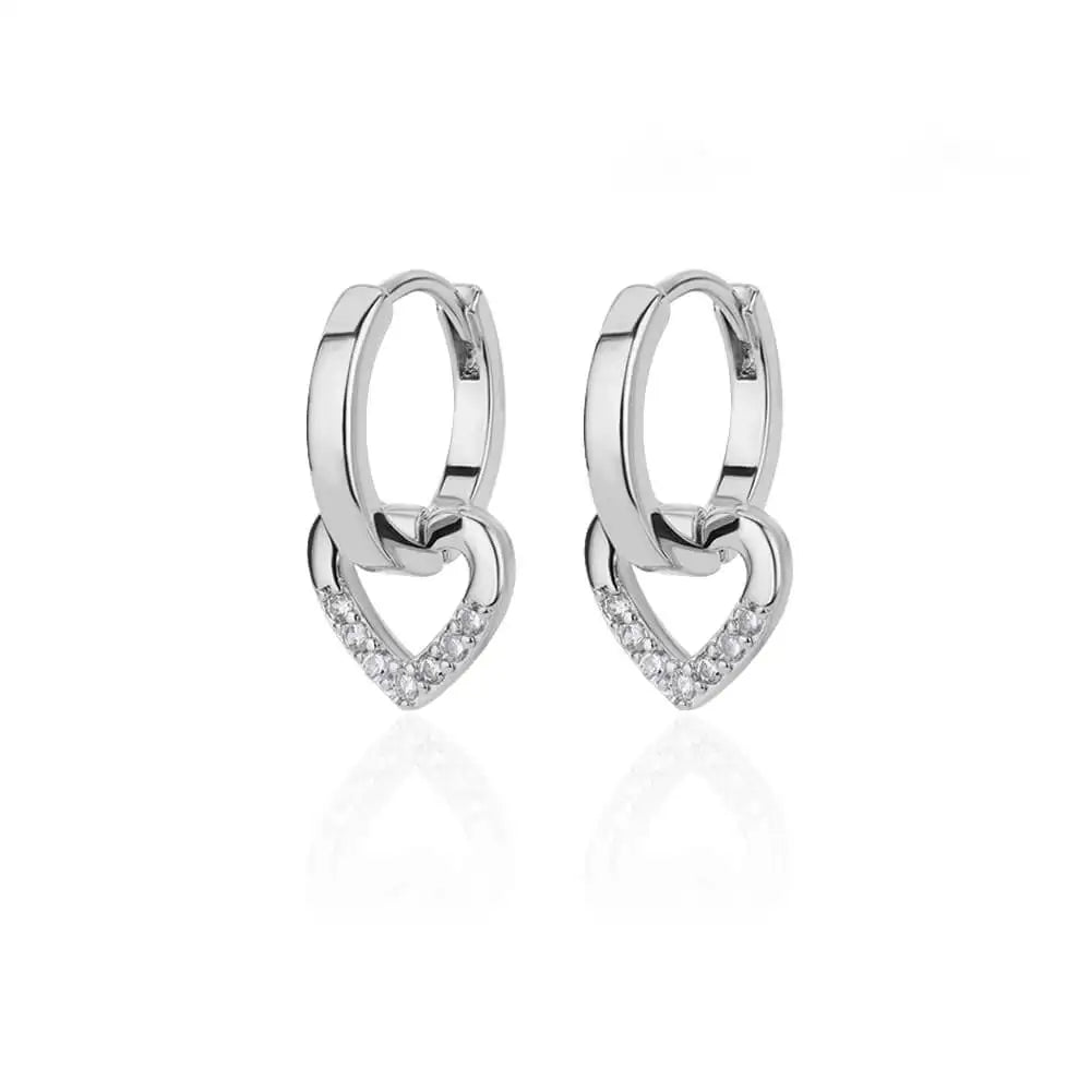Zircon Round Hoop Earrings for Women Stainless Steel Round Circle Heart Evil Blue Earring Female Fashion Party Jewelry Gift BFF