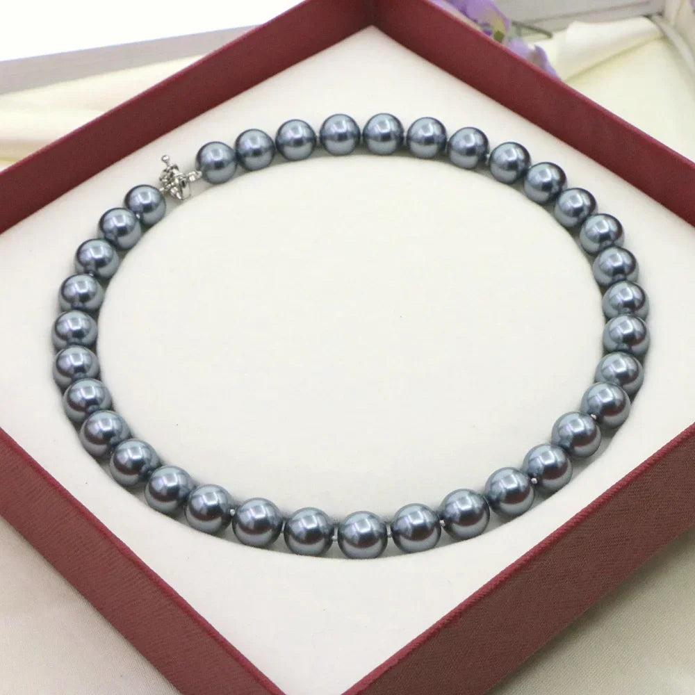 Pearl Jewelry For Women 12mm Grace Multicolor Round Bead Shell Pearl Necklace Magnet Clasp AAA Design Handmade Birthday Gift