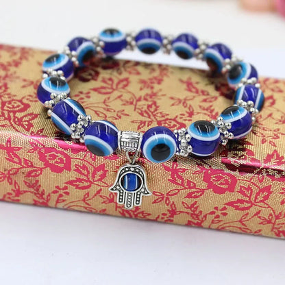 Creative Blue Evil Eye Bracelet for Women Wishing Lucky Amulet Hand of Fatima Bracelet for Men and Women Friendship Jewelry Gift
