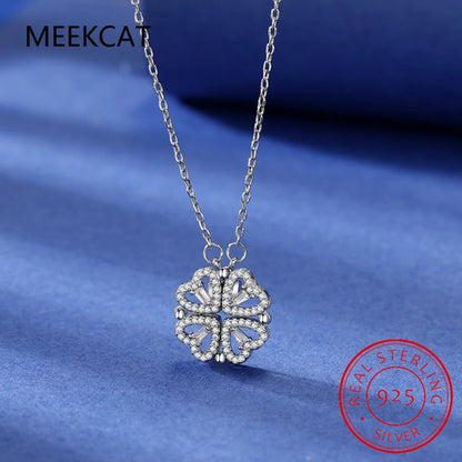 Creative Magnetic Folding Heart Shape Four-leaf Clover Pendant