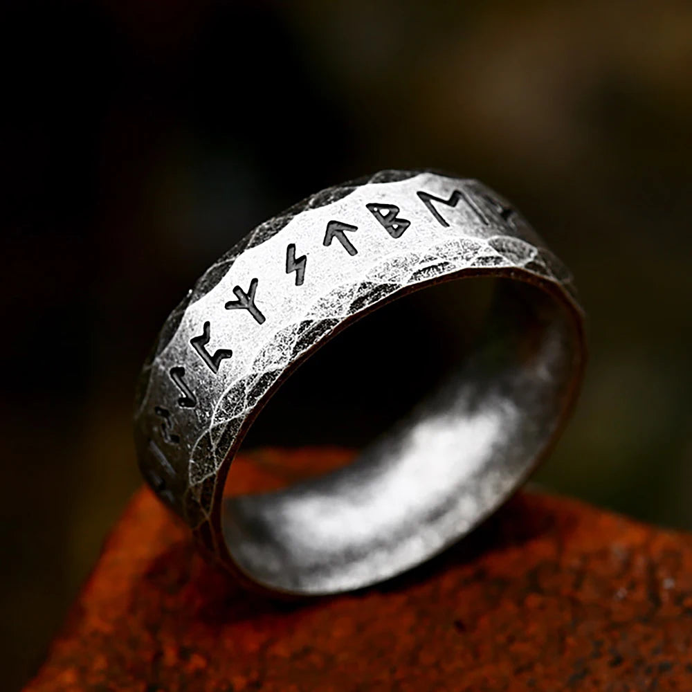 Stainless Steel Runic Viking Ring - Nordic Design for Men and Women Amulet