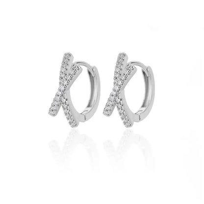 Zircon Round Hoop Earrings for Women Stainless Steel Round Circle Heart Evil Blue Earring Female Fashion Party Jewelry Gift BFF