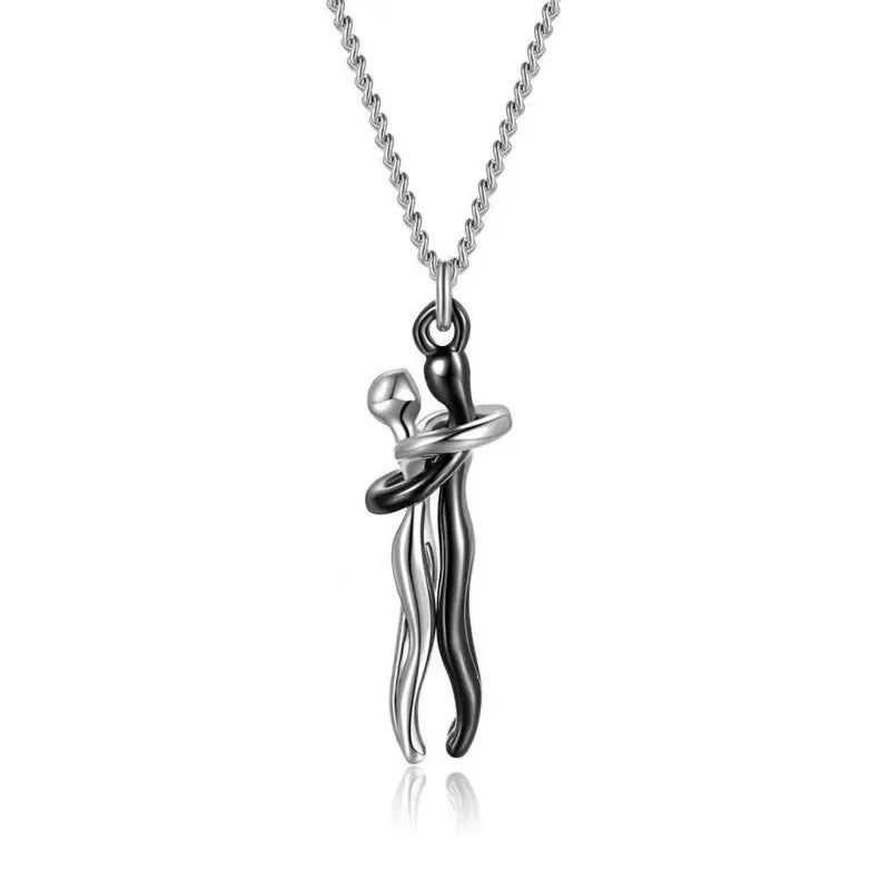 Hip Hop Couple Pendant - Punk Hug Promise Necklace Women and Men