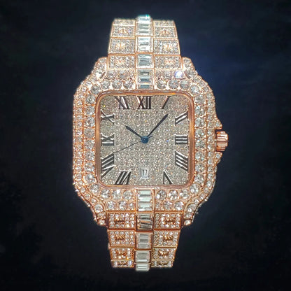 Luxury Original Brand Men Watch Fashion Bling Diamond Inlay Square Wristwatch Hip Hop Iced Out Man Jewelry Clock Dropshipping