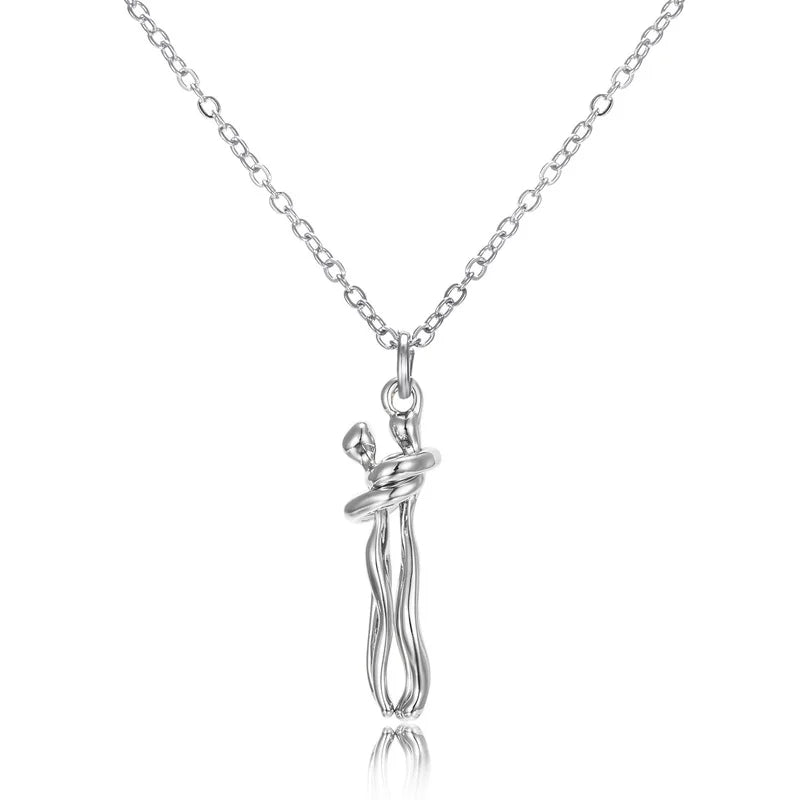 Forever Embrace: The Hug Couple Necklace