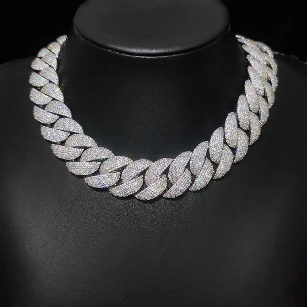 Luxury Jewelry 22mm Diamond Chain Men Iced Out Bling CZ Silver/Gold Plated Rapper Hip Hop Thick Cuban Link Necklace Gift for Him