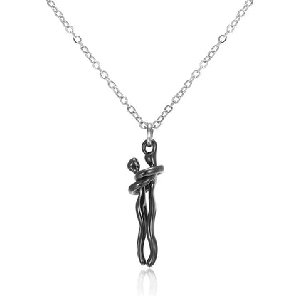 Hip Hop Couple Pendant - Punk Hug Promise Necklace Women and Men
