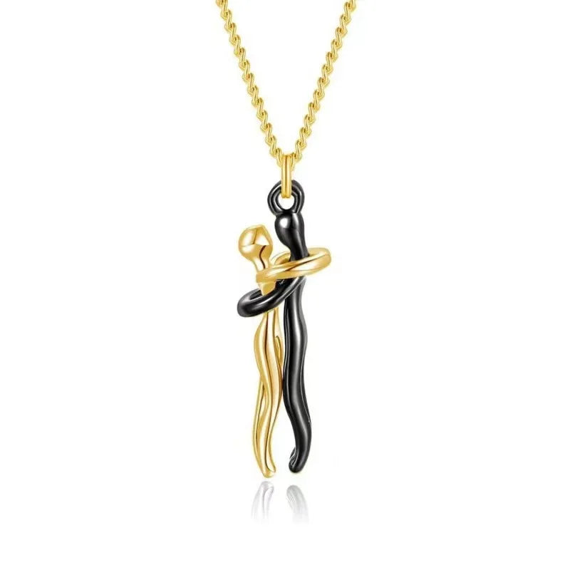 Hip Hop Couple Pendant - Punk Hug Promise Necklace Women and Men