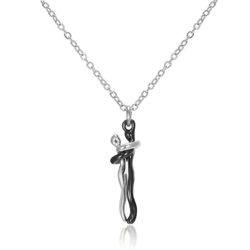 Forever Embrace: The Hug Couple Necklace