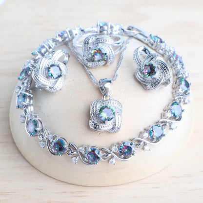 Birthstone Jewelry Set – 5 Piece Set in 925 Sterling Silver