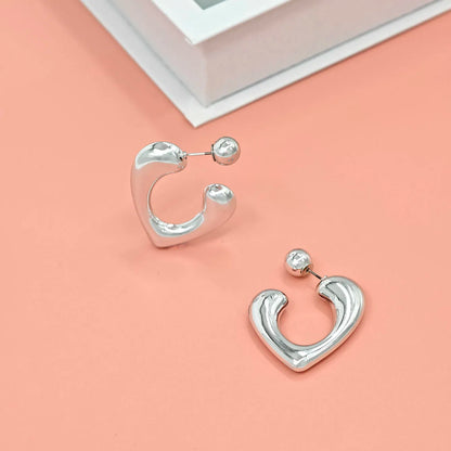 Adiffu 16K Gold Stainless Steel Front And Rear C-shaped Earrings