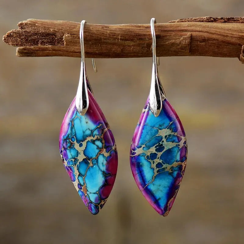 Trendy Minimalism Natural Emperor Jaspers Dangling Women Drop Earrings Ethnic Elegant Holiday Jewelry Gifts