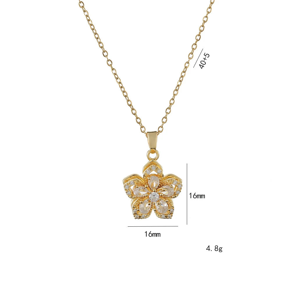 BloomSpin™ Zircon Flower Necklace 🌸💎 Elegance in Motion
