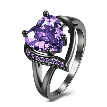 Black Color Stone Rings - Fashion Couple Rings Women Heart Red Rhinestones Zircon Ring Men Stainless Steel Dragon Ring Sizes 5 to 13 Wedding Jewelry