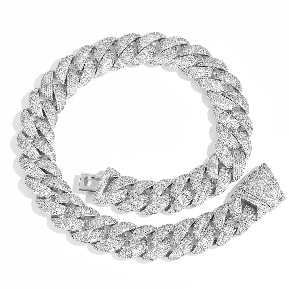 Hip Hop Full Iced Out Zircon 5-Row Stone Heavy And Thick Necklace 22mm Cuban Link Chain Personalized Men's Jewelry Drop Shipping