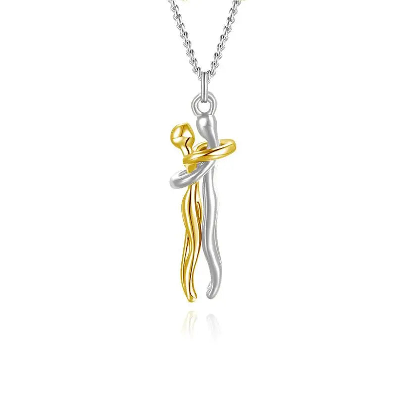 Hip Hop Couple Pendant - Punk Hug Promise Necklace Women and Men