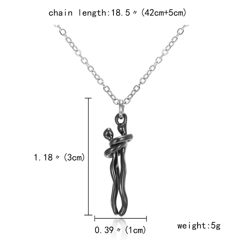 Forever Embrace: The Hug Couple Necklace
