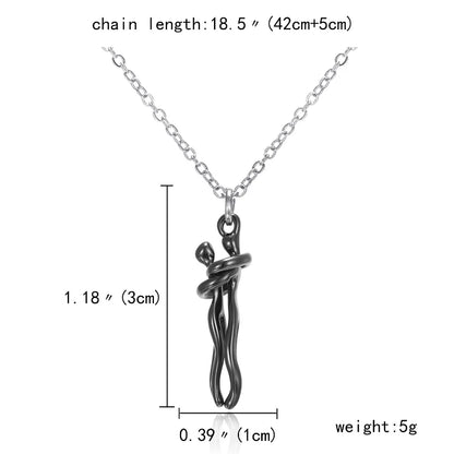 Forever Embrace: The Hug Couple Necklace