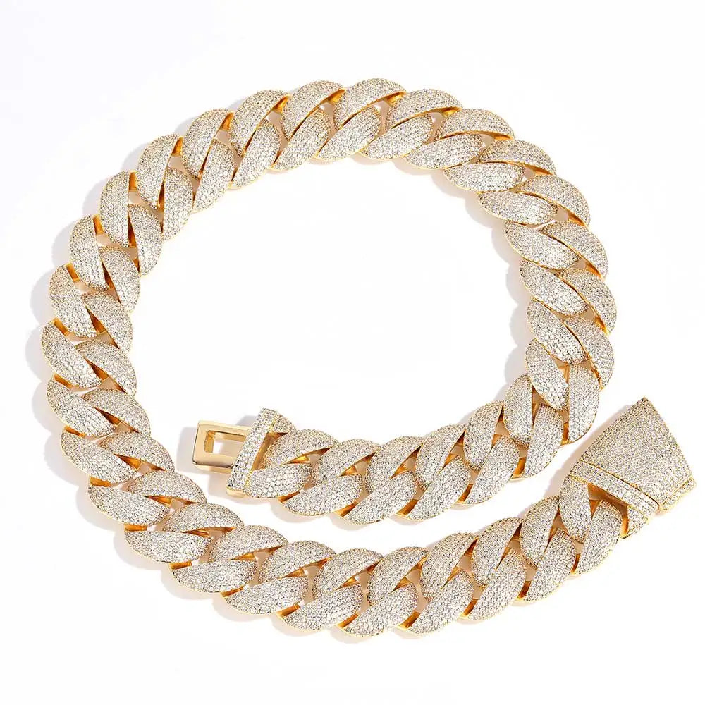 Hip Hop Full Iced Out Zircon 5-Row Stone Heavy And Thick Necklace 22mm Cuban Link Chain Personalized Men's Jewelry Drop Shipping