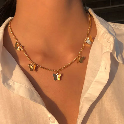 Endearing Three Layer Three Pendant Golden Metal Necklace