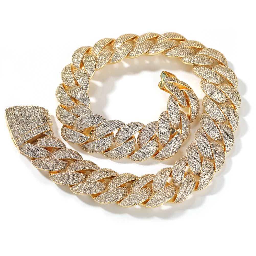 UWIN 24mm Heavy Miami Cuban Link Chain Necklaces for Men Iced Out CZ Stones Bling Bracelets Hip Hop Jewelry for Gift