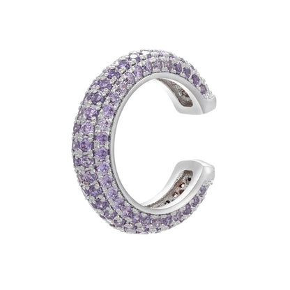 QMHJE 1 Piece Ear Clip on Earring Cuff Rainbow CZ Gold Silver Color Earing Jewelry Aretes Non Pierced Blue Black Clear Clipping
