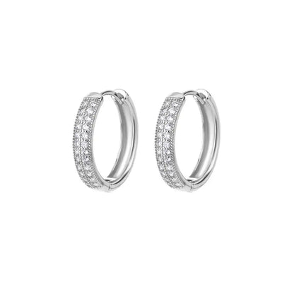 Zircon Round Hoop Earrings for Women Stainless Steel Round Circle Heart Evil Blue Earring Female Fashion Party Jewelry Gift BFF