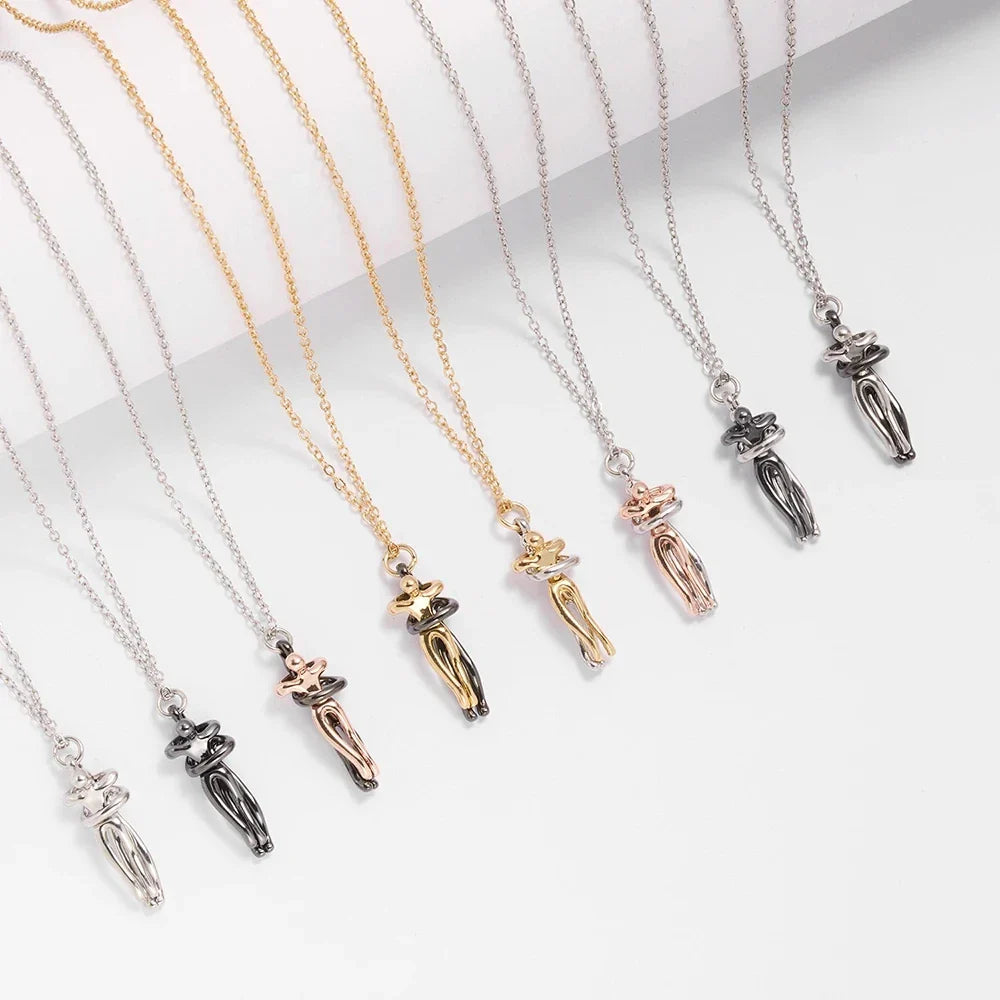 Hip Hop Couple Pendant - Punk Hug Promise Necklace Women and Men