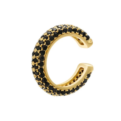 QMHJE 1 Piece Ear Clip on Earring Cuff Rainbow CZ Gold Silver Color Earing Jewelry Aretes Non Pierced Blue Black Clear Clipping