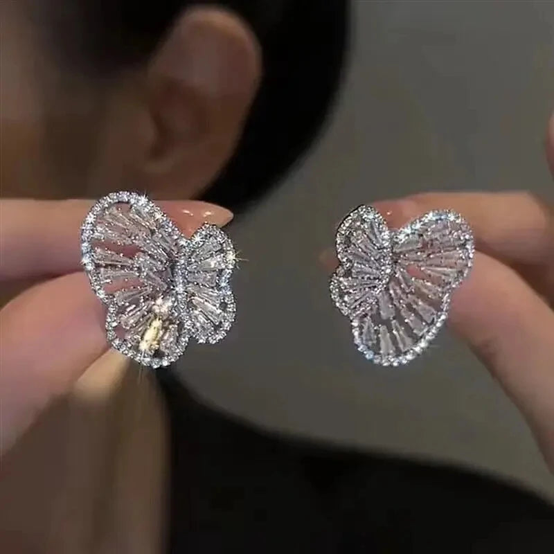 Sparkling Zircon Christmas Tree Drop Earrings For Women Trendy Xmas Tree Plant Dangle Earrings New Year Festival Party Jewelry