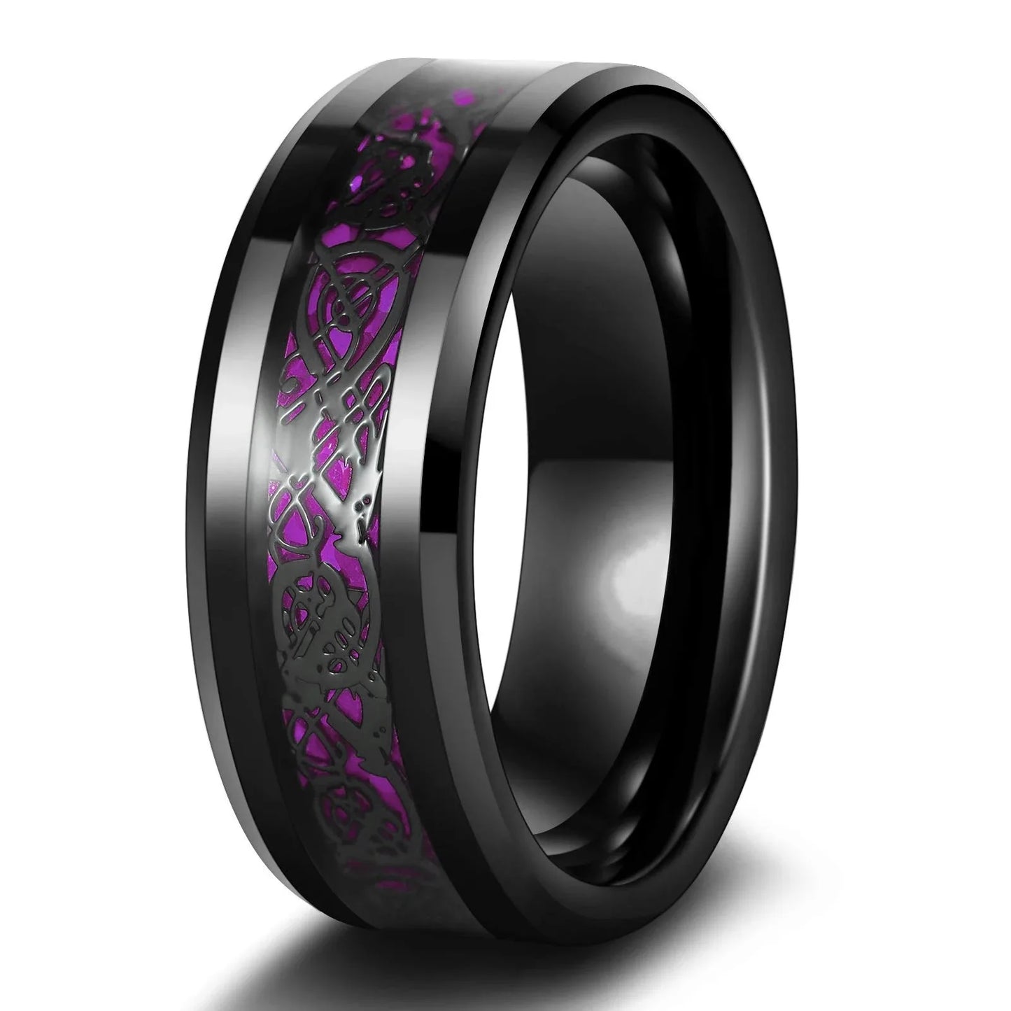 Black Color Stone Rings - Fashion Couple Rings Women Heart Red Rhinestones Zircon Ring Men Stainless Steel Dragon Ring Sizes 5 to 13 Wedding Jewelry