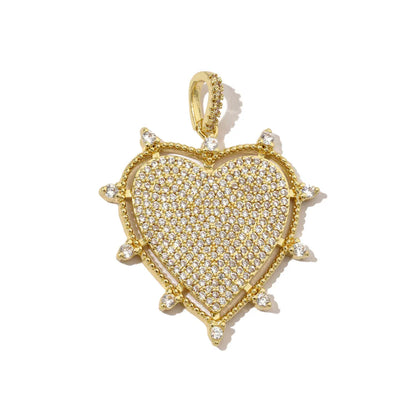 3pcs/Lot Coper Zircon Irregular Heart Necklace Pendant Women 18k Real Gold Color Love DIY Earring Charms Jewelry Findings