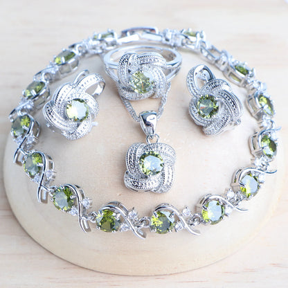 Birthstone Jewelry Set – 5 Piece Set in 925 Sterling Silver