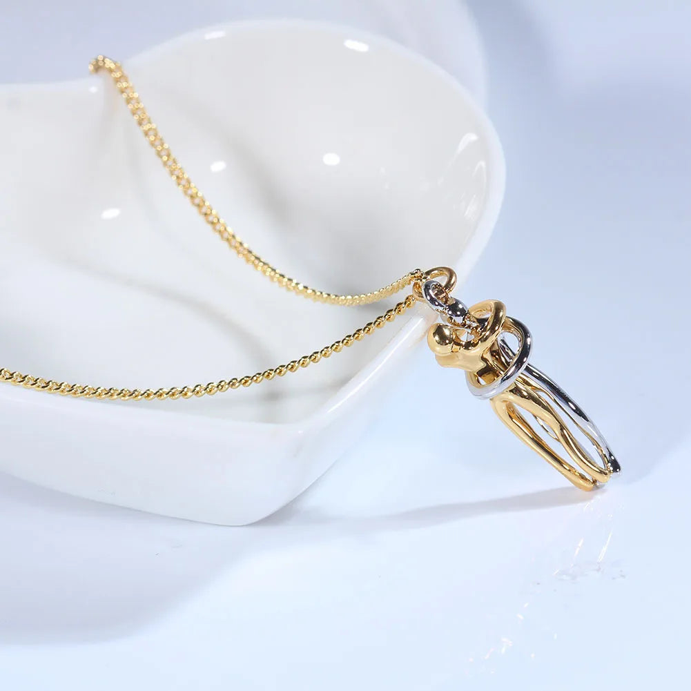 Hip Hop Couple Pendant - Punk Hug Promise Necklace Women and Men