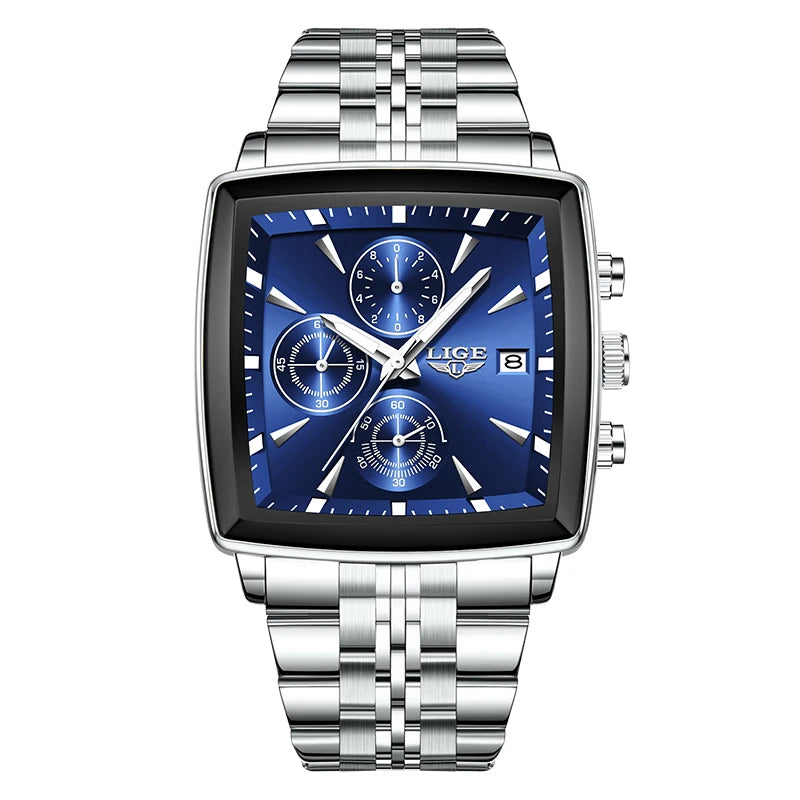 LIGE Fashion Mens Watches Top Brand Luxury Luminous Waterproof Chronograph Date Man Wristwatch Outdoor Sports Quartz Watch Men
