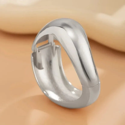 Wide Cuff Bangles Punk Gold Silver Color Geometric Metal Large Bangles for Women Bracelets Men Exaggerated Luxury Jewelry