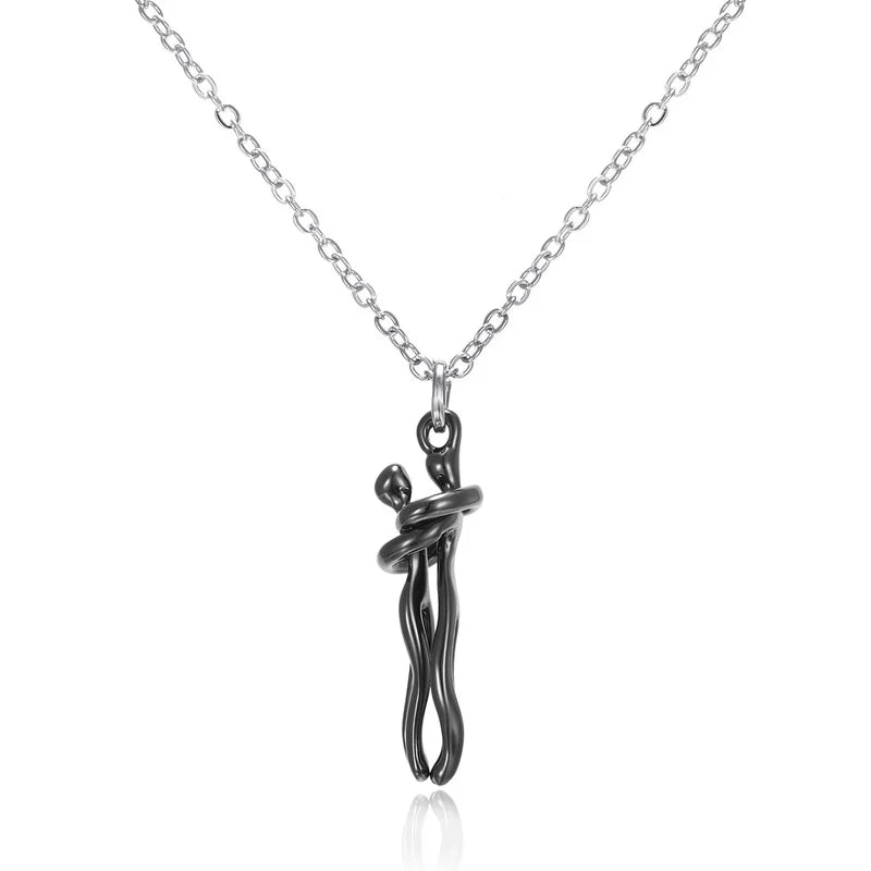 Forever Embrace: The Hug Couple Necklace