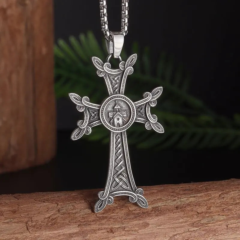 Guardian Angel Wings Cross Pendant Necklace