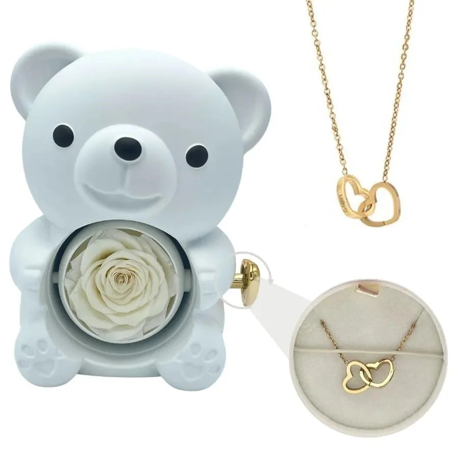 ForeverLove™ Rose Bear + Custom Engraved Necklace 🌹💎