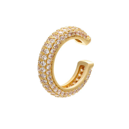 QMHJE 1 Piece Ear Clip on Earring Cuff Rainbow CZ Gold Silver Color Earing Jewelry Aretes Non Pierced Blue Black Clear Clipping