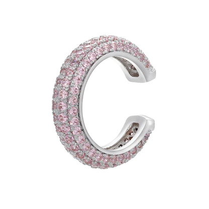 QMHJE 1 Piece Ear Clip on Earring Cuff Rainbow CZ Gold Silver Color Earing Jewelry Aretes Non Pierced Blue Black Clear Clipping