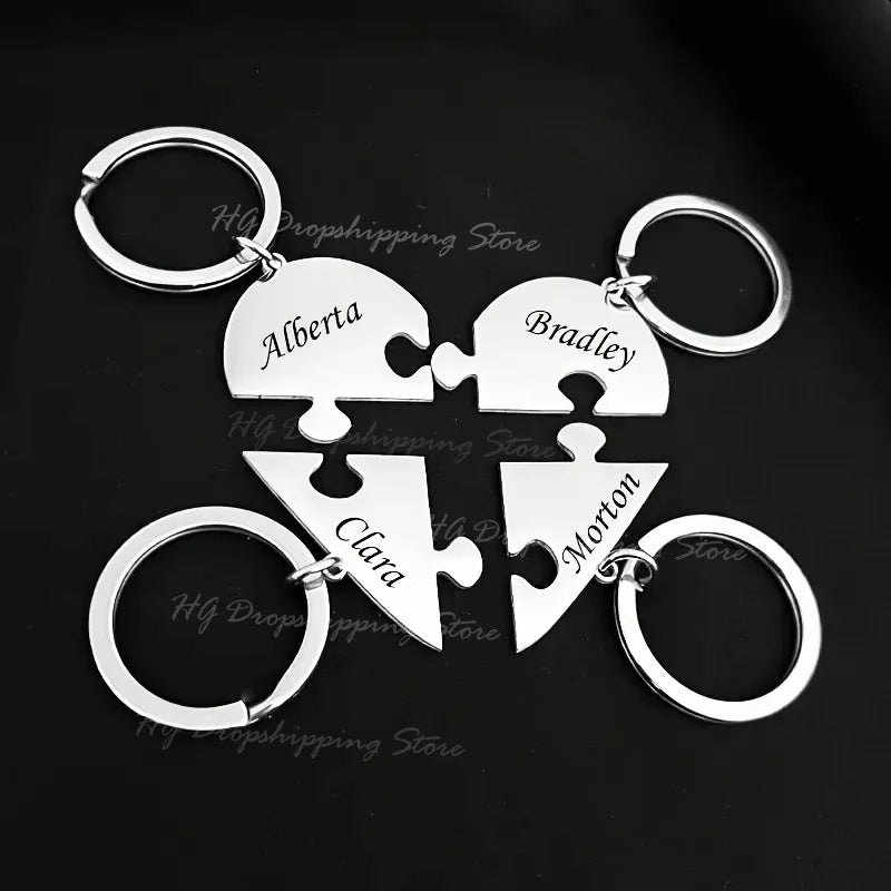 HeartLink™ Puzzle Keychain ❤️✨ — Custom Engraved Connection