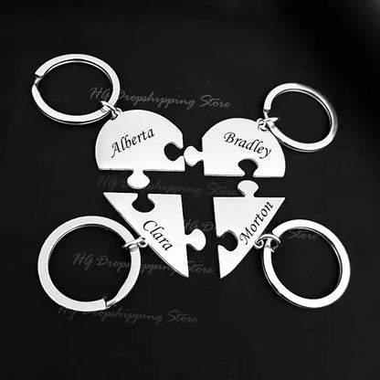 HeartLink™ Puzzle Keychain ❤️✨ — Custom Engraved Connection