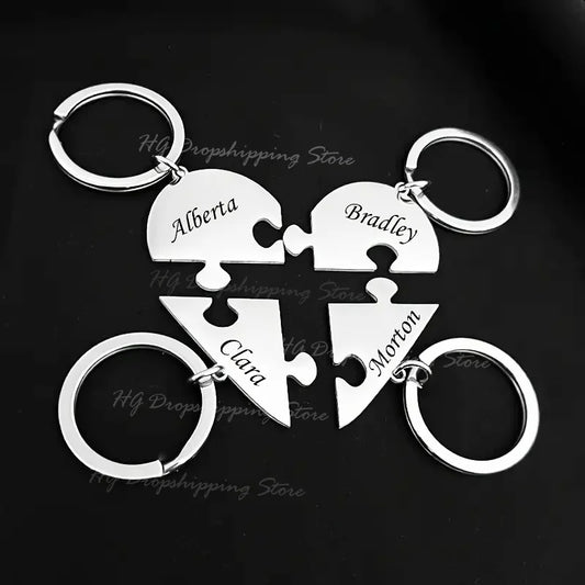 HeartLink™ Puzzle Keychain ❤️✨ — Custom Engraved Connection