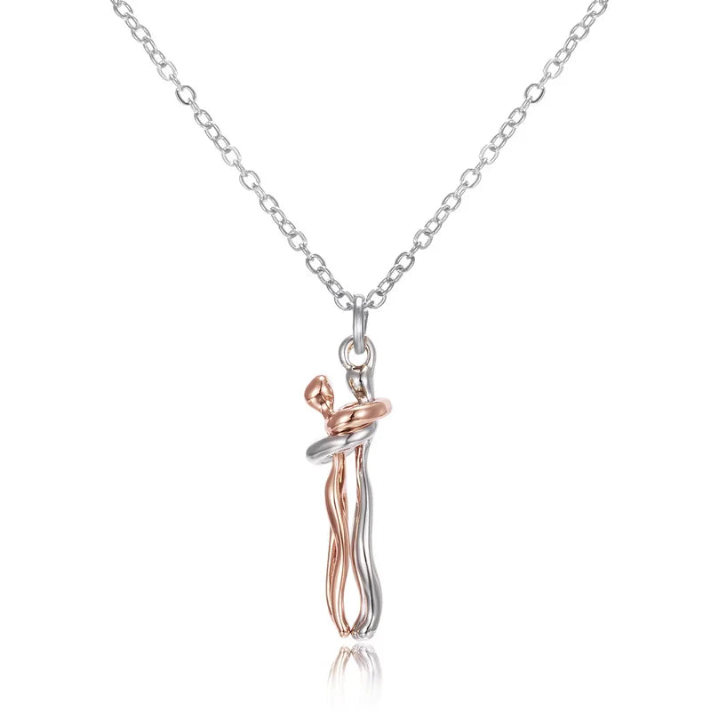Forever Embrace: The Hug Couple Necklace