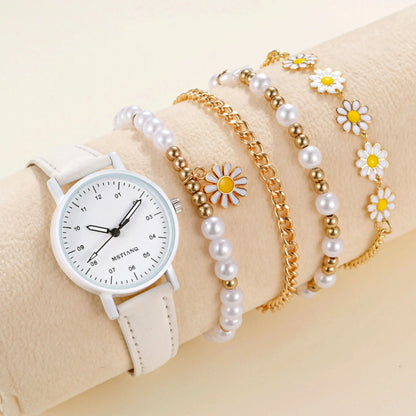 5pcs Set Of New Girls Lovely Creative Pentagram Daisy Pearl String