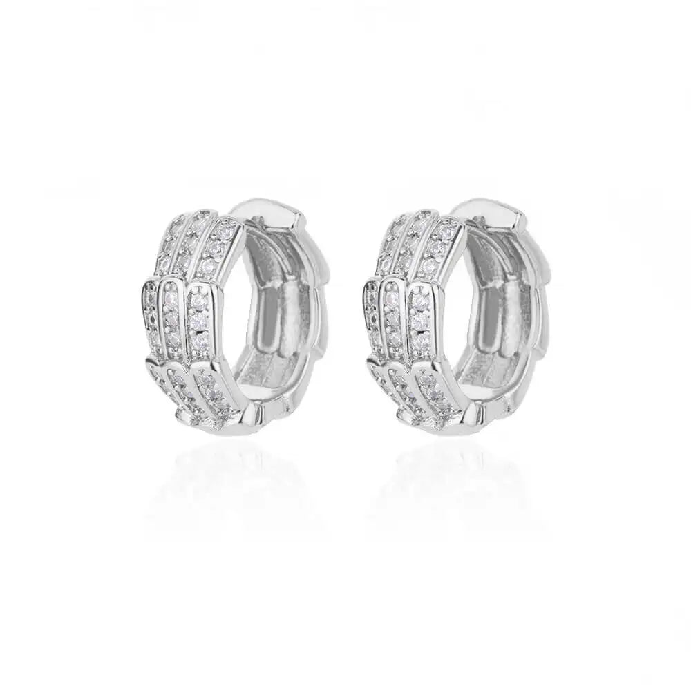 Zircon Round Hoop Earrings for Women Stainless Steel Round Circle Heart Evil Blue Earring Female Fashion Party Jewelry Gift BFF