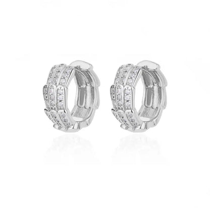 Zircon Round Hoop Earrings for Women Stainless Steel Round Circle Heart Evil Blue Earring Female Fashion Party Jewelry Gift BFF