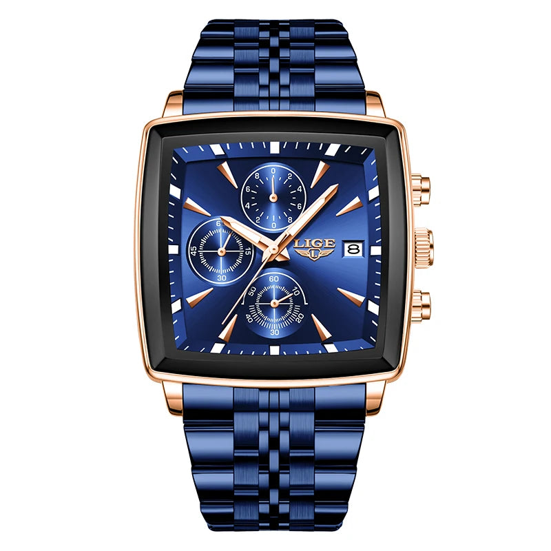 LIGE Fashion Mens Watches Top Brand Luxury Luminous Waterproof Chronograph Date Man Wristwatch Outdoor Sports Quartz Watch Men